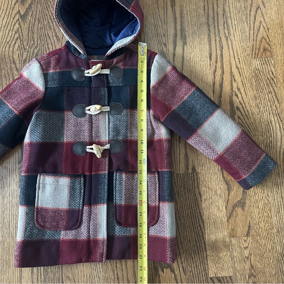 Size 4 / 5 Plaid Peacoat Dress Coat with Hood - Picture 6 of 9